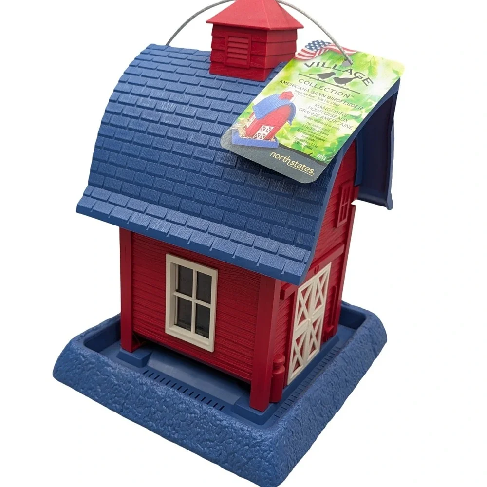 North States Americana Barn Birdfeeder Village Collection Red Blue 9054 New